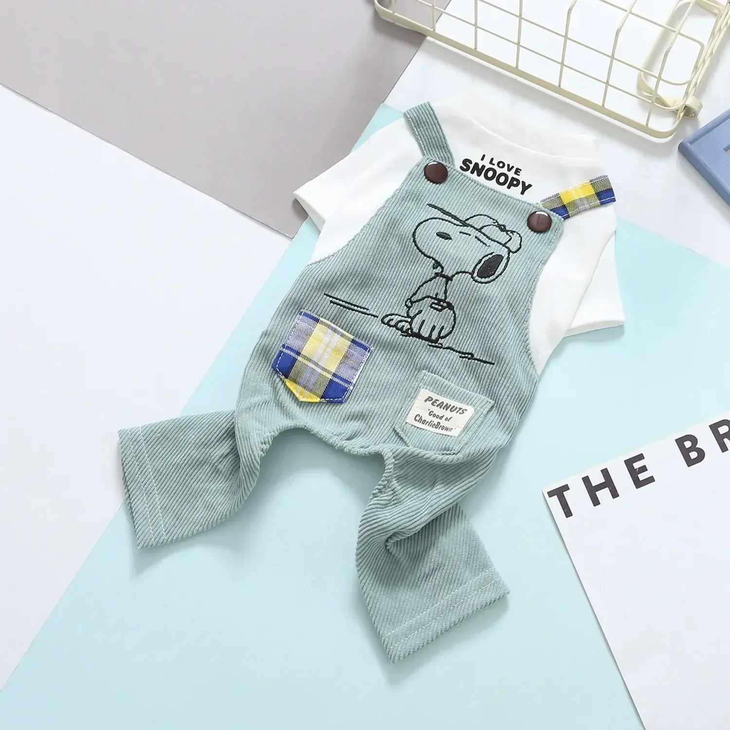 Snoopy Spring/Summer 2023 New Pet Clothes T-Shirts Pet Clothes Dog Clothes Dog Pants Corduroy Pants Suspenders