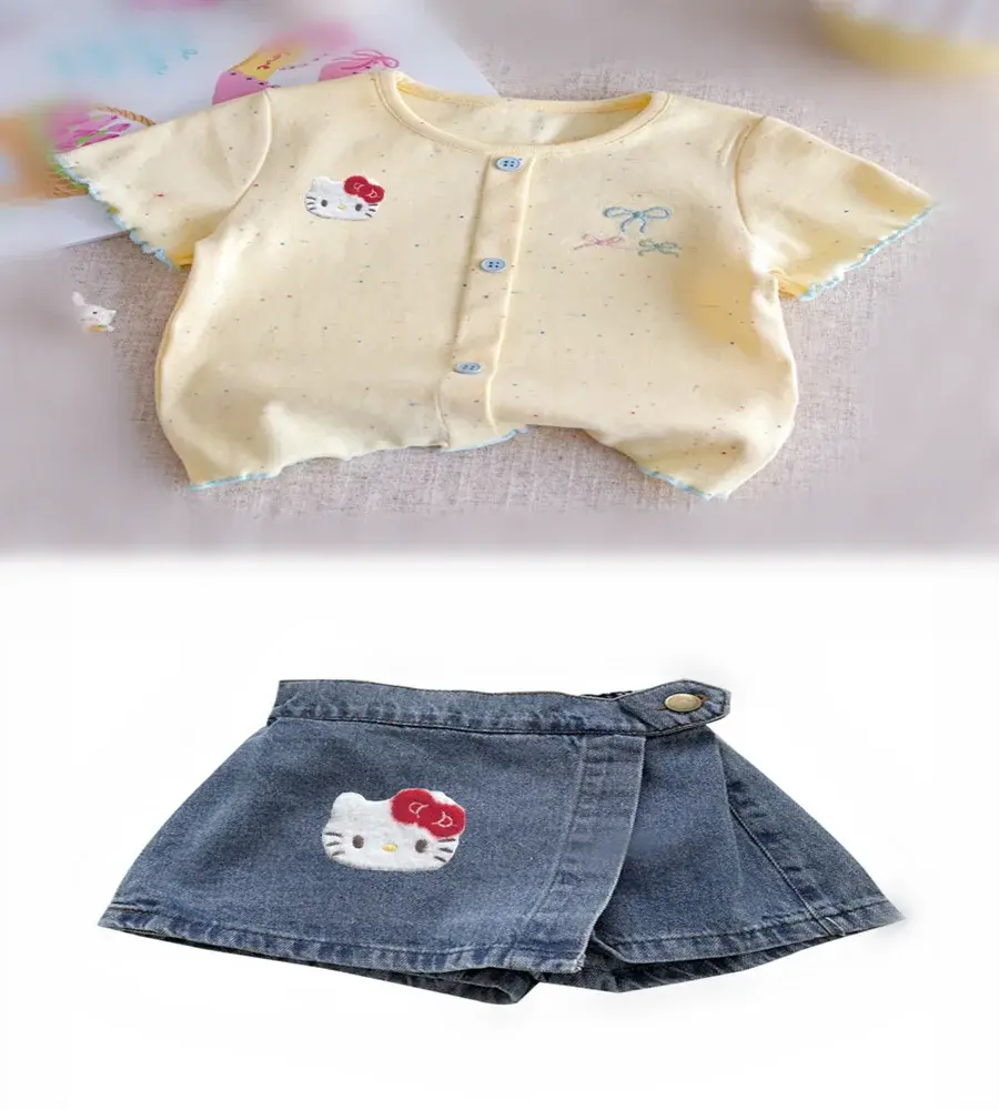 Sanrio new girls baby top Bubble shorts suit hello kitty girls short sleeve T-shirt summer dress children thin casual pants