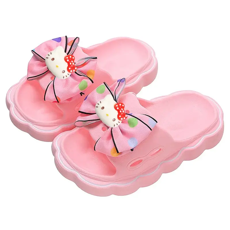 Sanrio Home Slippers hello kitty women Wear Platform Beach Shoes Summer New Girls Fashion Bow Non-slip Sandals
