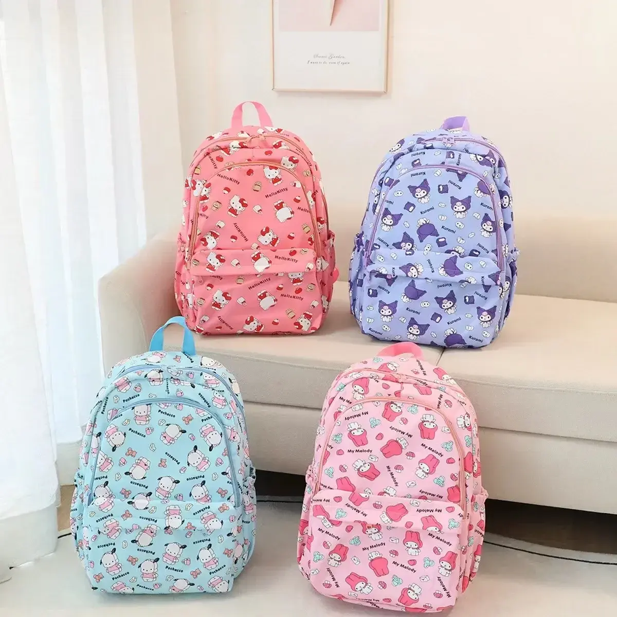Sanrio hello kitty Cartoon Travel Backpack Oxford Fabric kuromi Large Capacity Schoolbag Girl boy Shoulder Bag students handbag