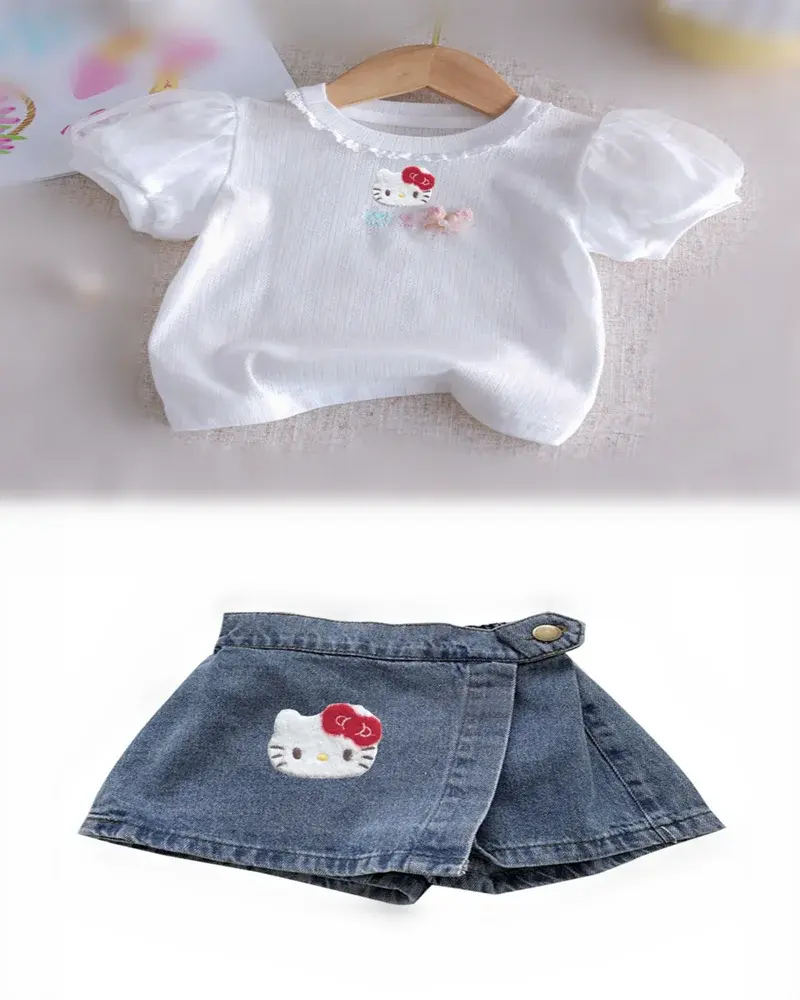 sanrio children Short Sleeve T-Shirt Fashion Casual Pant hello kitty Summer baby Shorts Flower Bud Pants girl Jeans Culottes