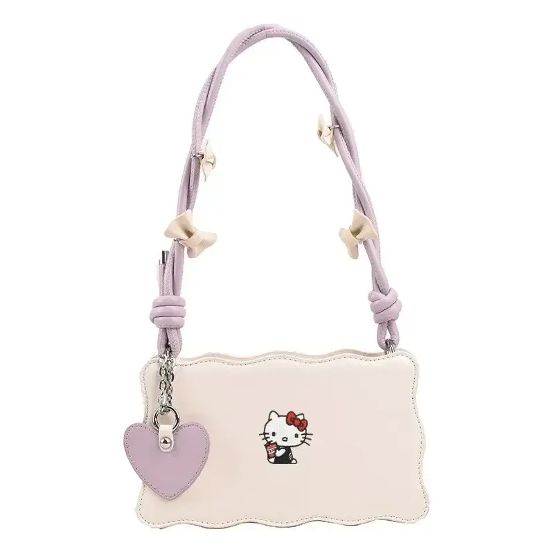 Sanrio hello kitty shoulder bag baby kuromi summer new bow girl messenger bag fashion underarm bag pu storage bag handbag