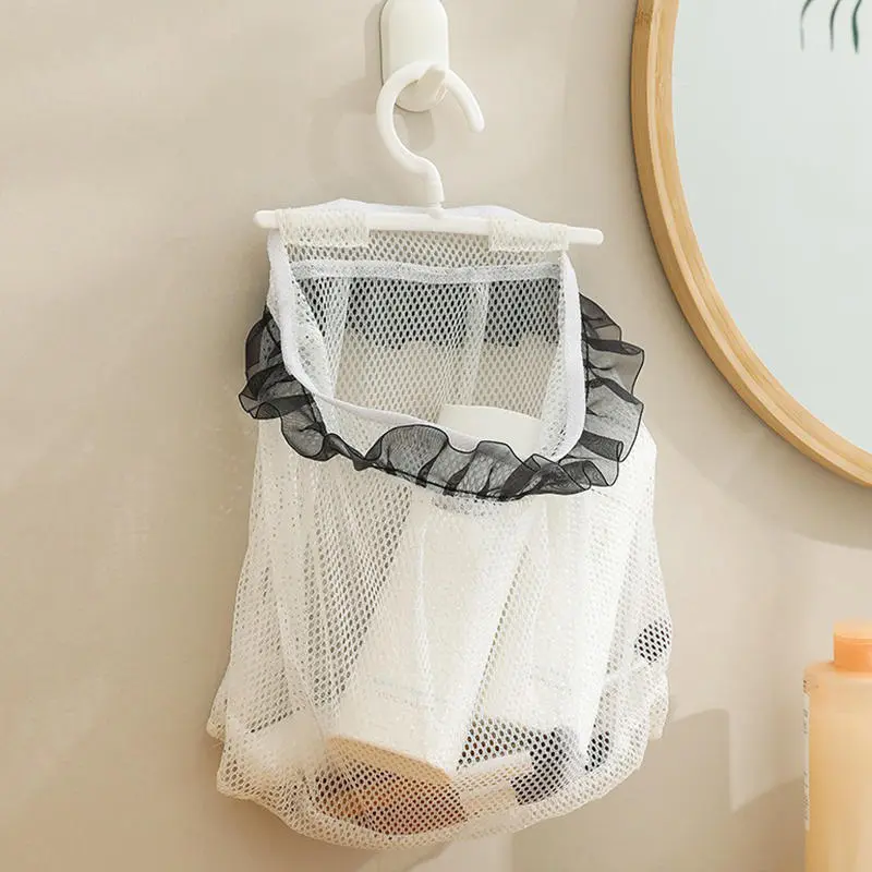 Clothespin Bag with Hanger Breathable Storage Mesh Pocket Hanging Drying Net Bag for Bathroom Kitchen Laundry Living Room Travel