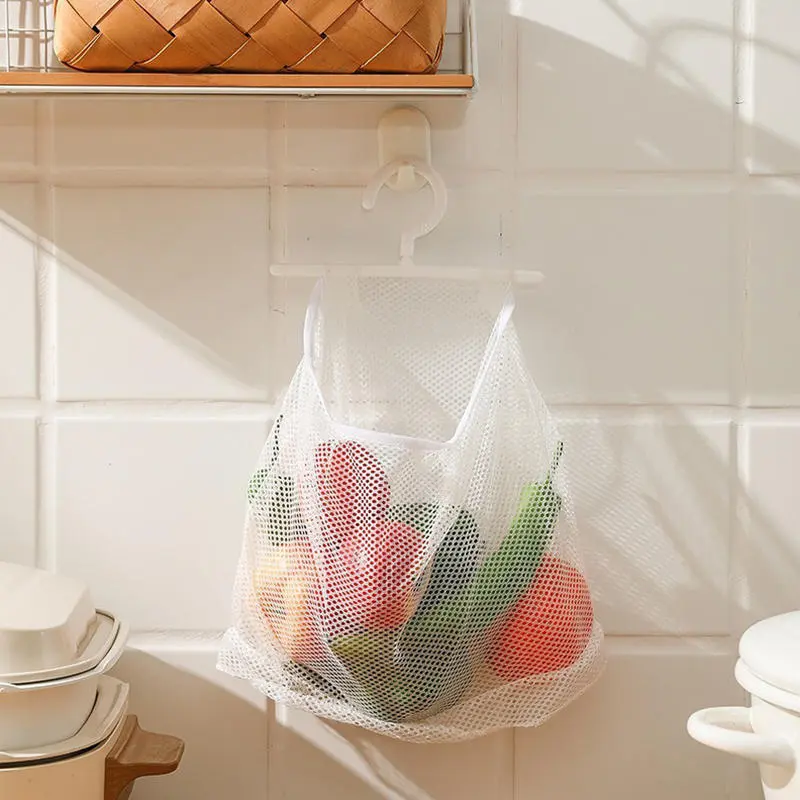 Clothespin Bag with Hanger Breathable Storage Mesh Pocket Hanging Drying Net Bag for Bathroom Kitchen Laundry Living Room Travel
