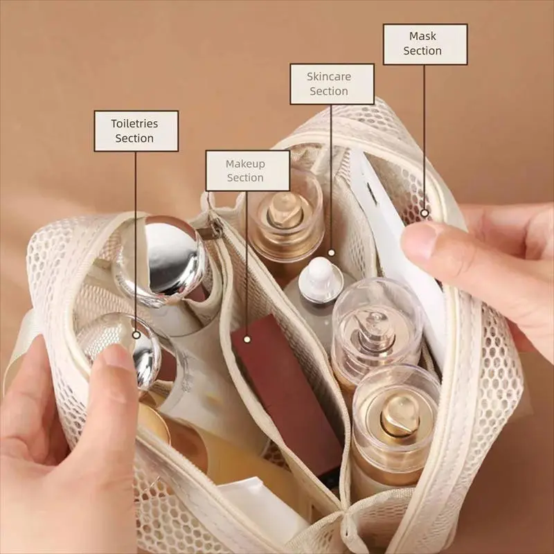 Travel Large Capacity Mesh Nylon Cosmetic Bag Organizer Foldable Casual Mesh Drawstring Bags Rope Bundle Pocket Swim Washing Bag