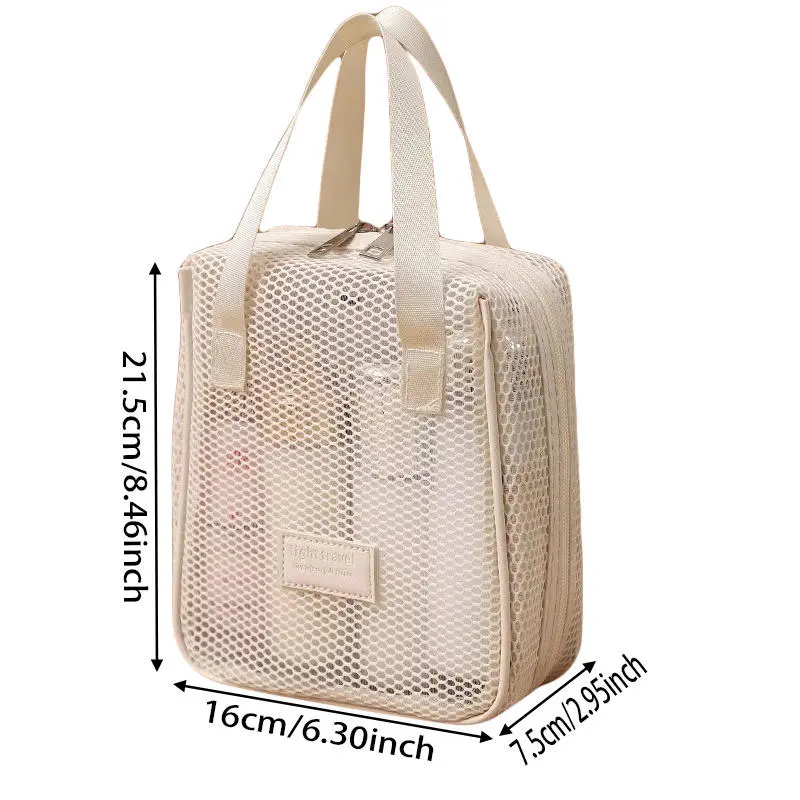 Travel Large Capacity Mesh Nylon Cosmetic Bag Organizer Foldable Casual Mesh Drawstring Bags Rope Bundle Pocket Swim Washing Bag