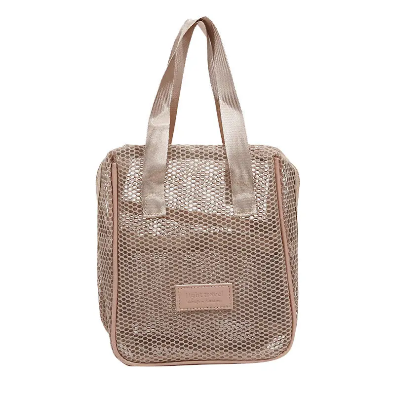 Travel Large Capacity Mesh Nylon Cosmetic Bag Organizer Foldable Casual Mesh Drawstring Bags Rope Bundle Pocket Swim Washing Bag