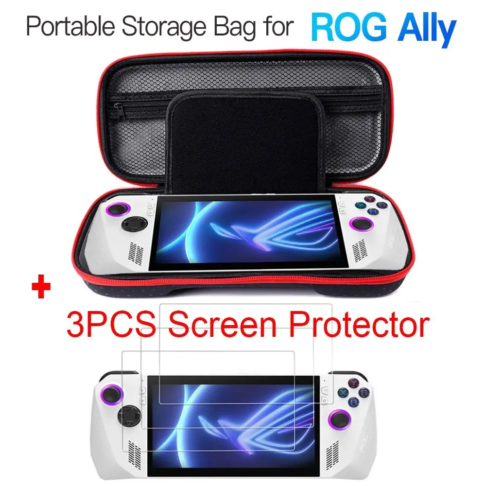 For Asus ROG Ally Hard Carrying Case Storage Bag EVA Shockproof Protective Cover Handbag Handheld Game Console Screen Protector