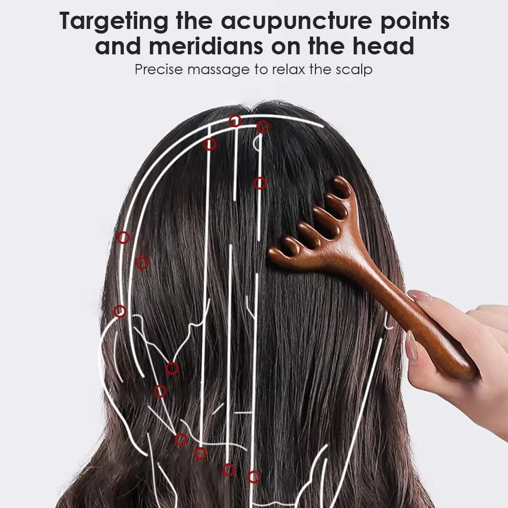Six-Claw Head Meridian Massage Comb Wide Tooth Anti-static Back Scratcher Handheld Long Handle Comb