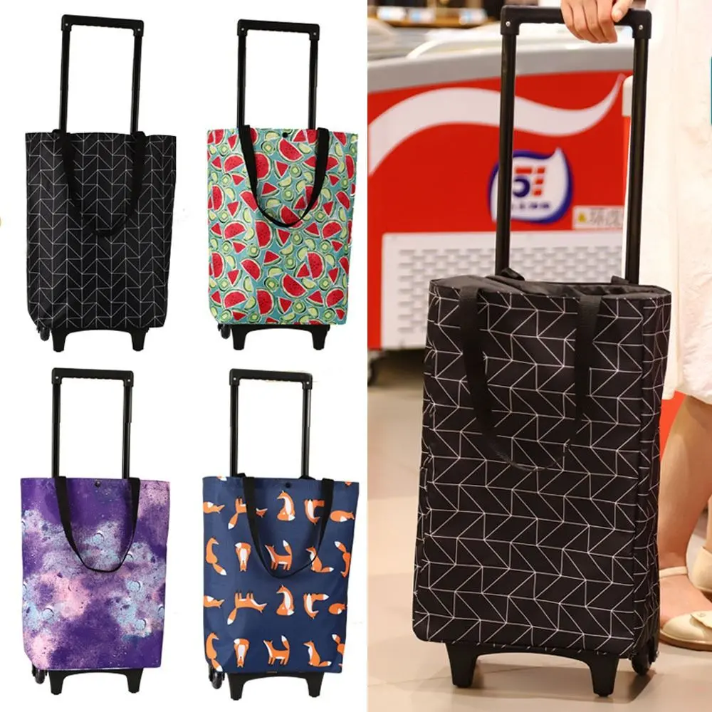 Trolley Bag Collapsible Shopping Cart with Wheels Folding Grocery Bag Reusable Shopping Trolley Grocery Bags