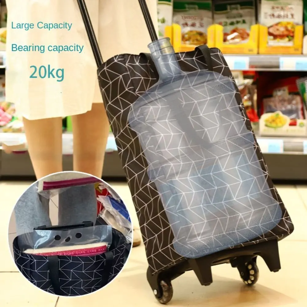 Trolley Bag Collapsible Shopping Cart with Wheels Folding Grocery Bag Reusable Shopping Trolley Grocery Bags