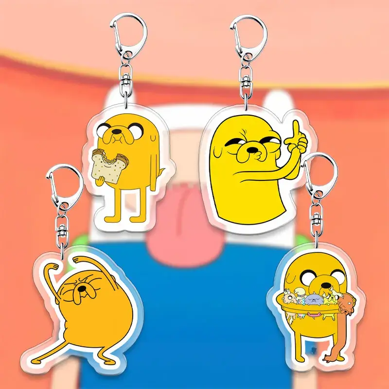 6cm Adventure Time Double-sided Acrylic Keychain Metal Accessories Cartoon Fun Backpack Pendant Decoration Hot Selling Gift