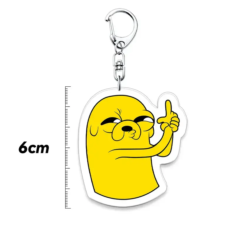 6cm Adventure Time Double-sided Acrylic Keychain Metal Accessories Cartoon Fun Backpack Pendant Decoration Hot Selling Gift