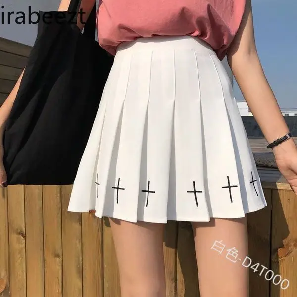 Fashion Floral Embroidered High Waist Zipper A-Line Skirt Summer Casual Stretchy Denim Skirts Faldas Escocesas De Mujer