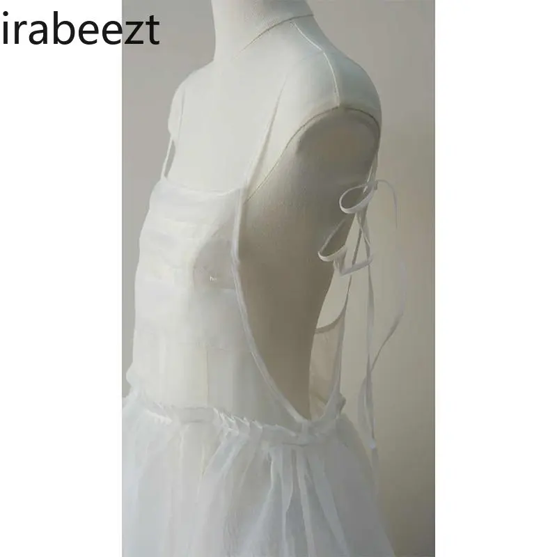 Korean Chic White Slip Sleeveless Robe Women Summer Elegant Artistic Long Maxi Dress Regulai Fit Vestidos De Tricô Femenino
