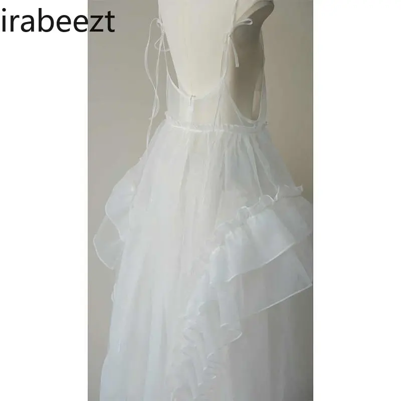 Korean Chic White Slip Sleeveless Robe Women Summer Elegant Artistic Long Maxi Dress Regulai Fit Vestidos De Tricô Femenino