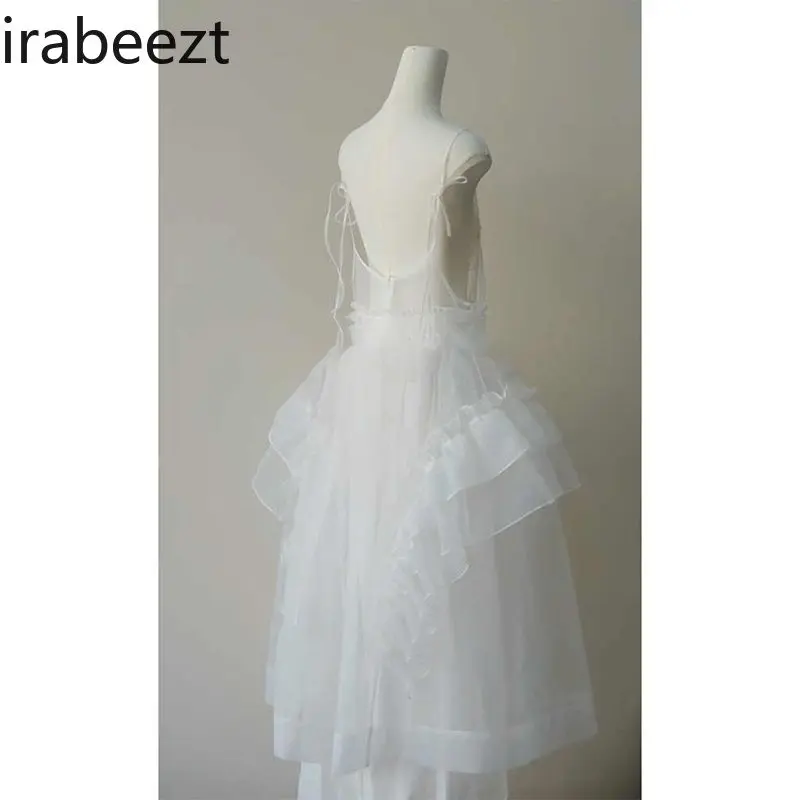 Korean Chic White Slip Sleeveless Robe Women Summer Elegant Artistic Long Maxi Dress Regulai Fit Vestidos De Tricô Femenino