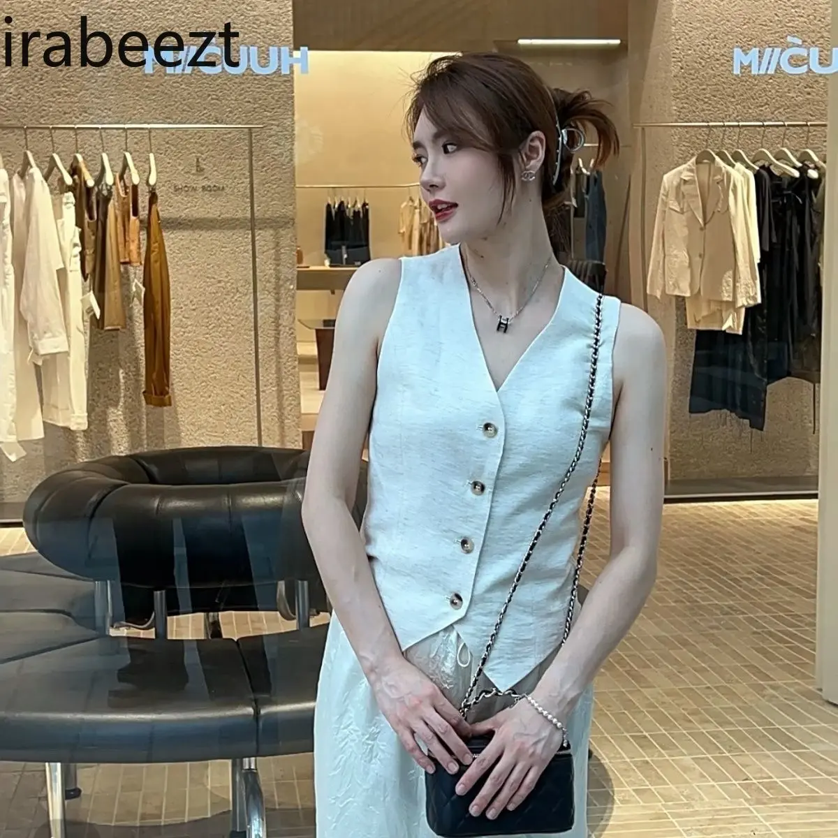 Casacos De Inverno Feminino Women's Linen Vest Summer New Sleeveless V-Neck Waistcoat Hot Sale Fashion Outerwear