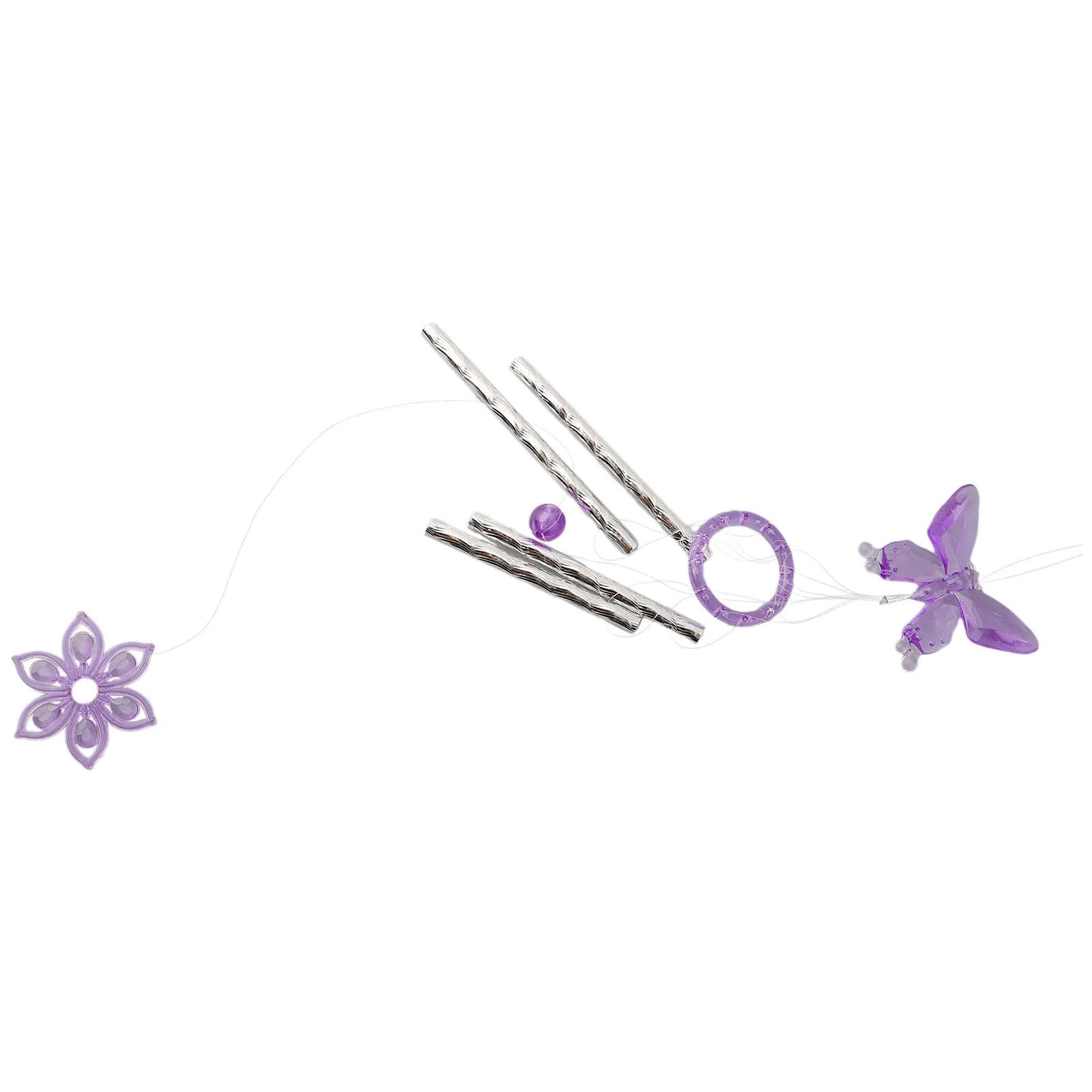 Outdoor Yard and Garden Wind Chimes with Butterfly Ornament and Metal Tubes for Decorative and Sound Purposes in Home Areas