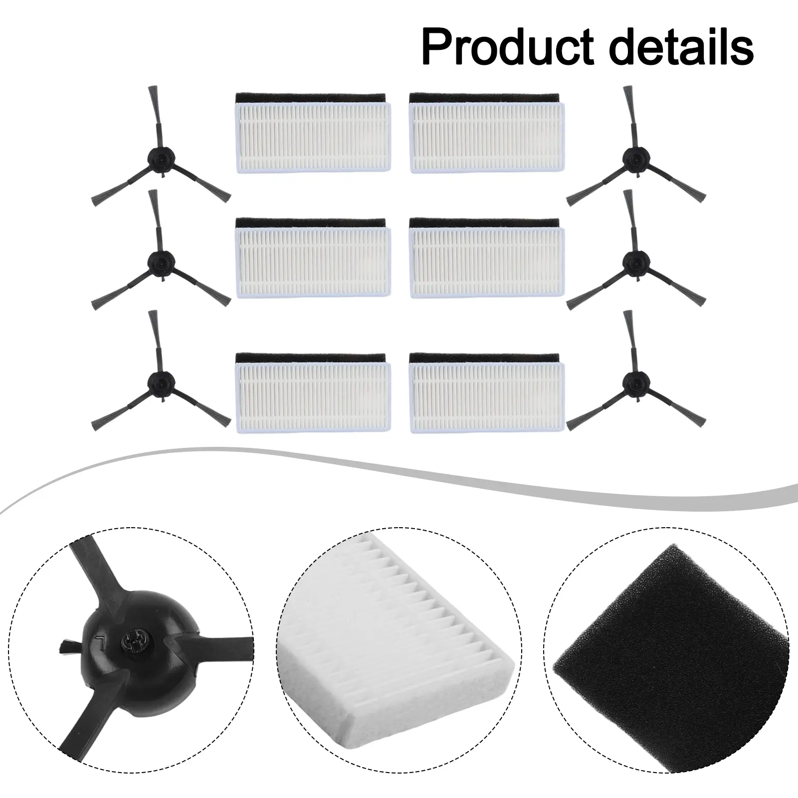 As Shown Robot Vacuum Parts Household High-Efficiency Filter Home Air Quality Improvement Side Brush Cleaning Tool