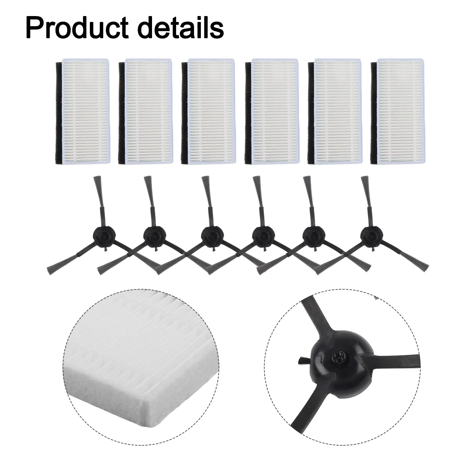 As Shown Robot Vacuum Parts Household High-Efficiency Filter Home Air Quality Improvement Side Brush Cleaning Tool