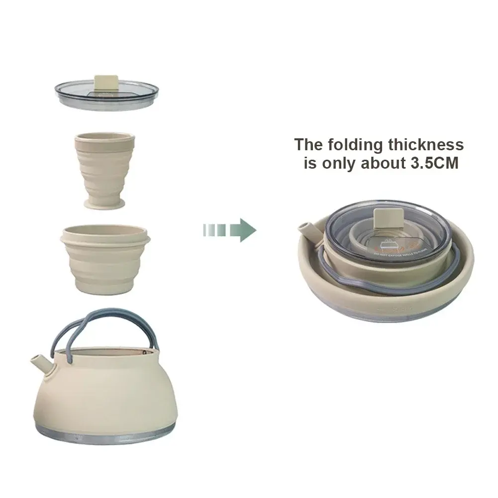 New Silicone Folding Kettle 1.5L Household Travel Folding Kettle Portable Boiling Pot Travel Water Boiler