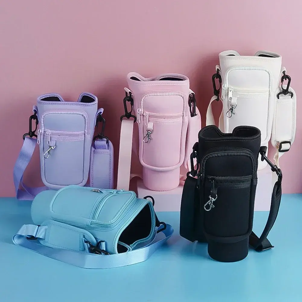 40oz Neoprene Water Bottle Carrier Bag for Stanley Quencher Cup Sleeve with Adjustable Shoulder Strap Water Bottle Holder Pouch