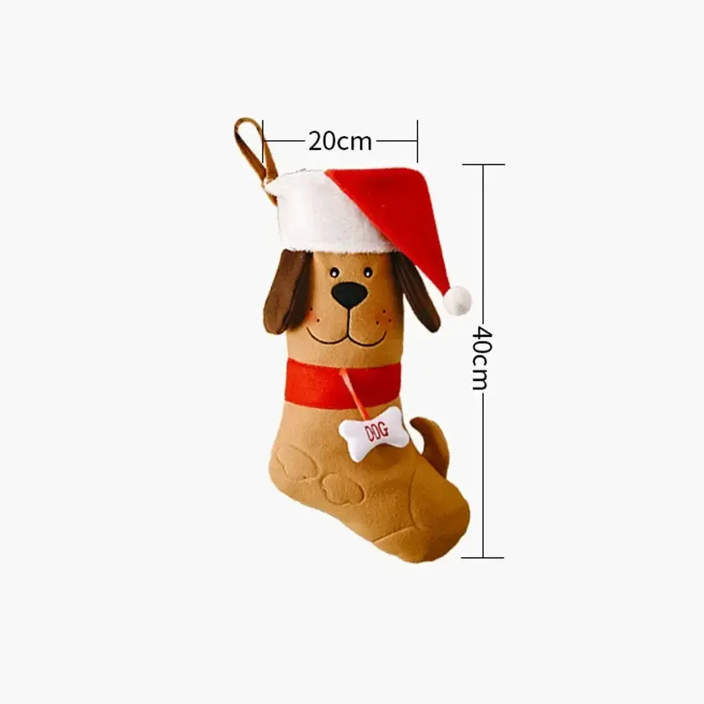 Dog Bone Shape Christmas Stockings Christmas Gift Bag Tree Fireplace Decoration Socks New Year Candy Gifts for Kids Pet