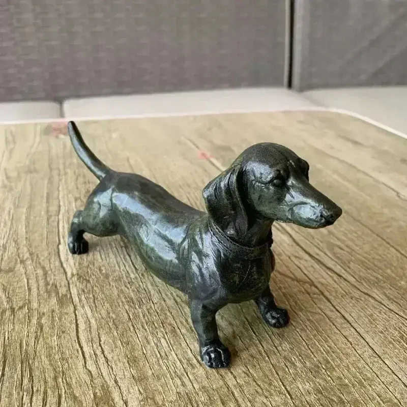 Craft Decoration Garden Sculpture Figures Dog Resin Dachshund Animal Pet Toys Figurine Black Ornament Animals Statue