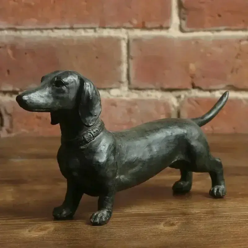 Craft Decoration Garden Sculpture Figures Dog Resin Dachshund Animal Pet Toys Figurine Black Ornament Animals Statue