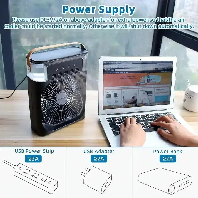 Portable 3 in 1 Fan AIr Conditioner Household Small Air Cooler LED Night Lights Humidifier Air Adjustment Home Fans Dropshipping