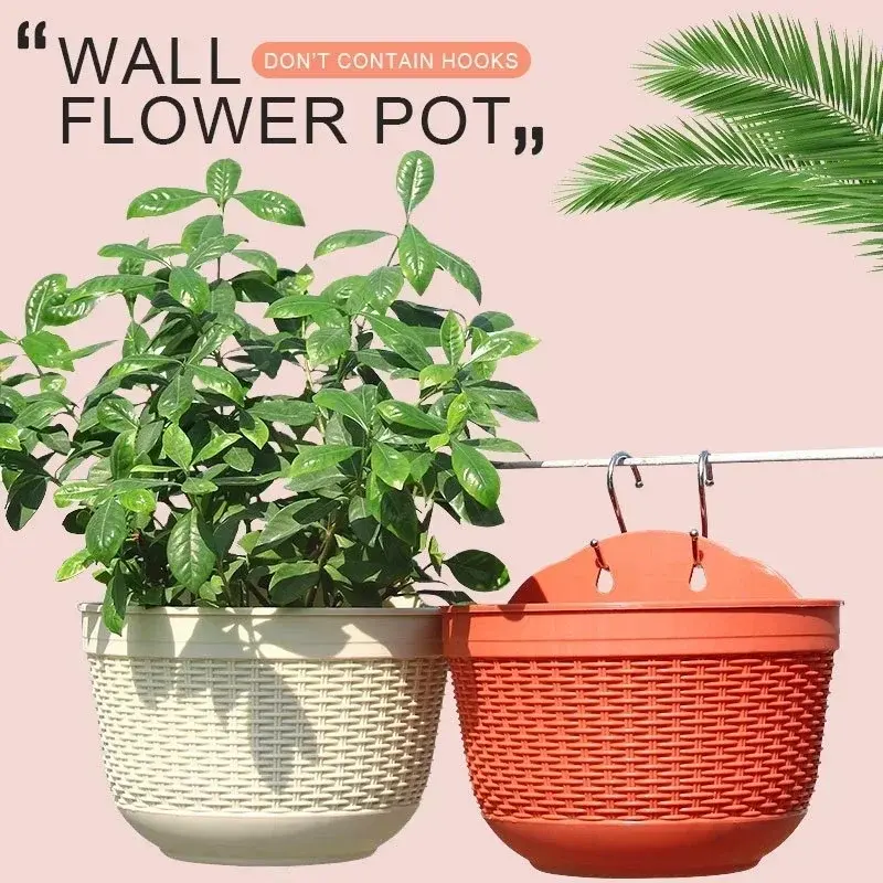 Wall Mounted Flower Pot Plastic Semicircle Hanging Basket Plants Nursery Pots Garden Decoration Pendant for Home Outdoor