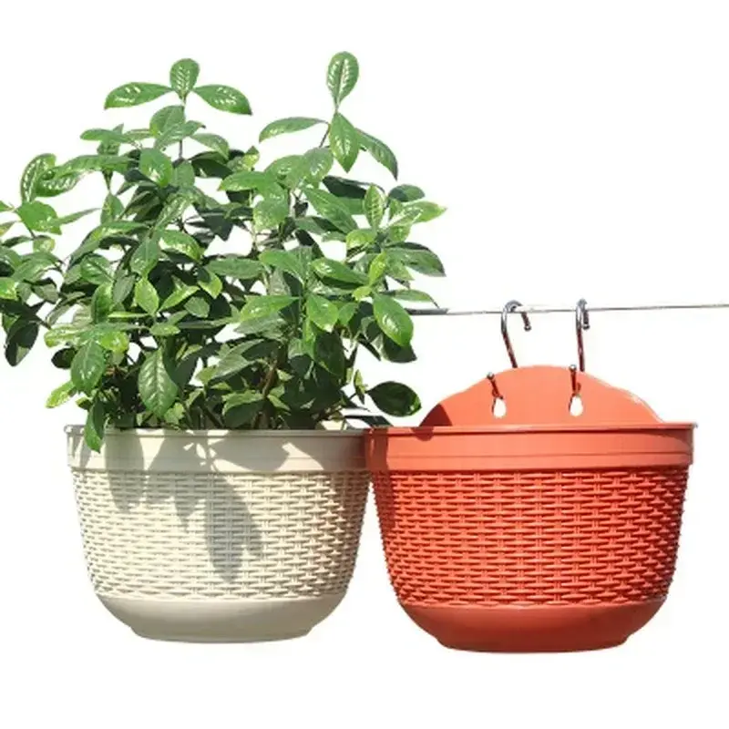 Wall Mounted Flower Pot Plastic Semicircle Hanging Basket Plants Nursery Pots Garden Decoration Pendant for Home Outdoor