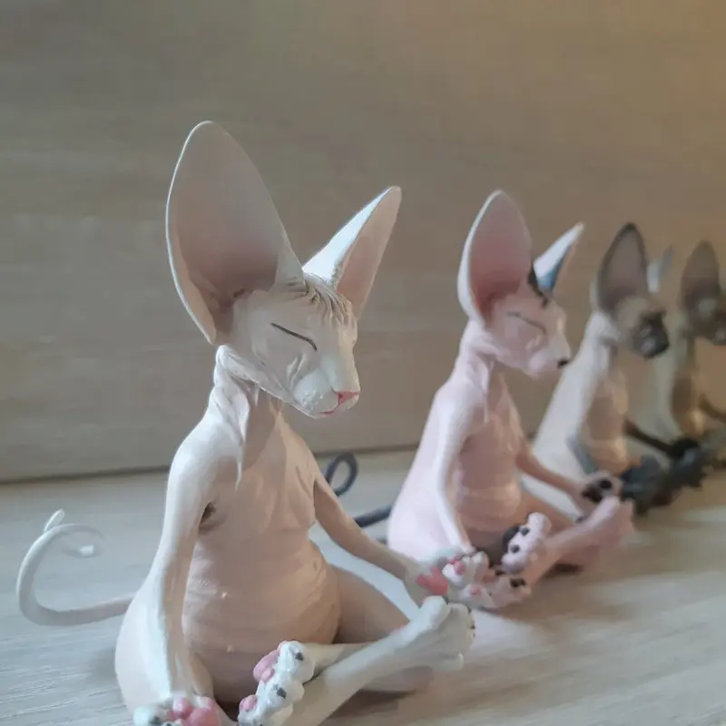 Meditation Yoga Happy Cat Whimsical Buddha Sphinx Cat Figurine Art Deco Sculpture Outdoor Garden Statue Figurine