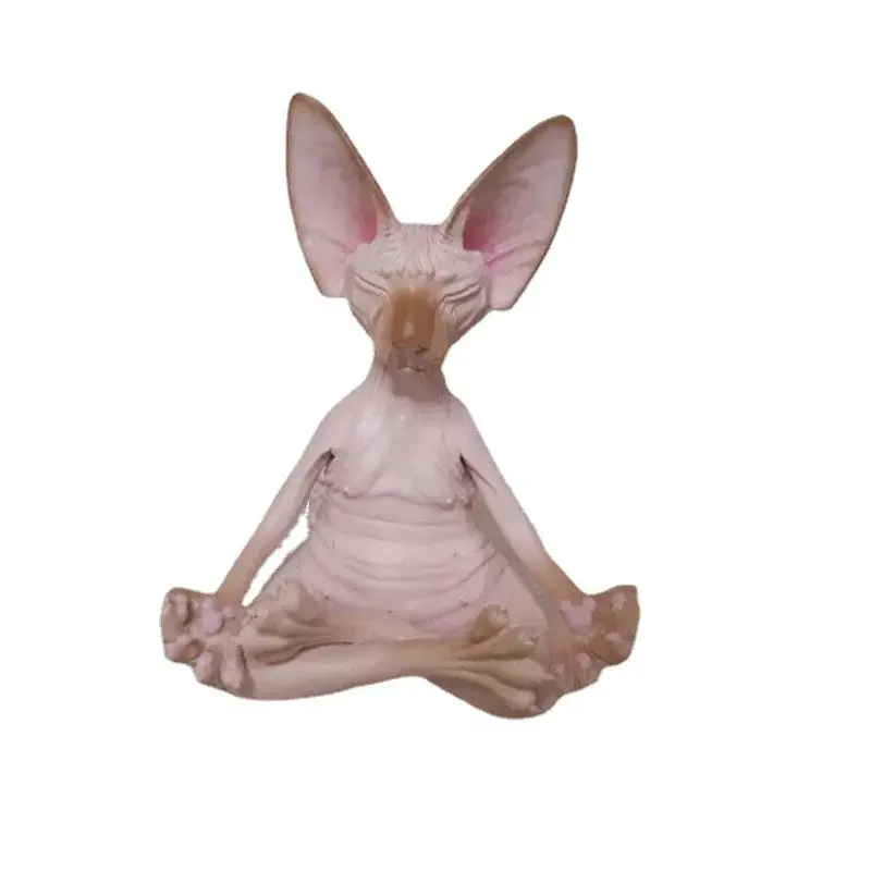 Meditation Yoga Happy Cat Whimsical Buddha Sphinx Figurine Art Decor Sculpture Outdoor Garden Statue Home Decoration Crafts