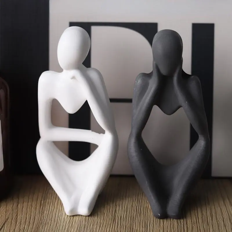 DIY Thinker Statue Silicone Mold 3D Nordic Art Abstract Human Body Plaster Ornament Mould Epoxy Resin Handicraft Mold Home Decor