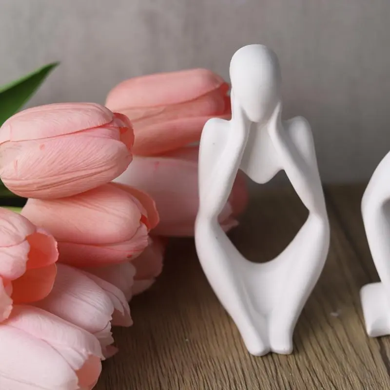 DIY Thinker Statue Silicone Mold 3D Nordic Art Abstract Human Body Plaster Ornament Mould Epoxy Resin Handicraft Mold Home Decor
