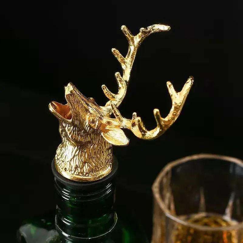 Zinc Alloy Deer Head Wine Pourer Unique Stag Wine Bottle Stoppers Wine Aerators Bar Tools Kitchen Accessories