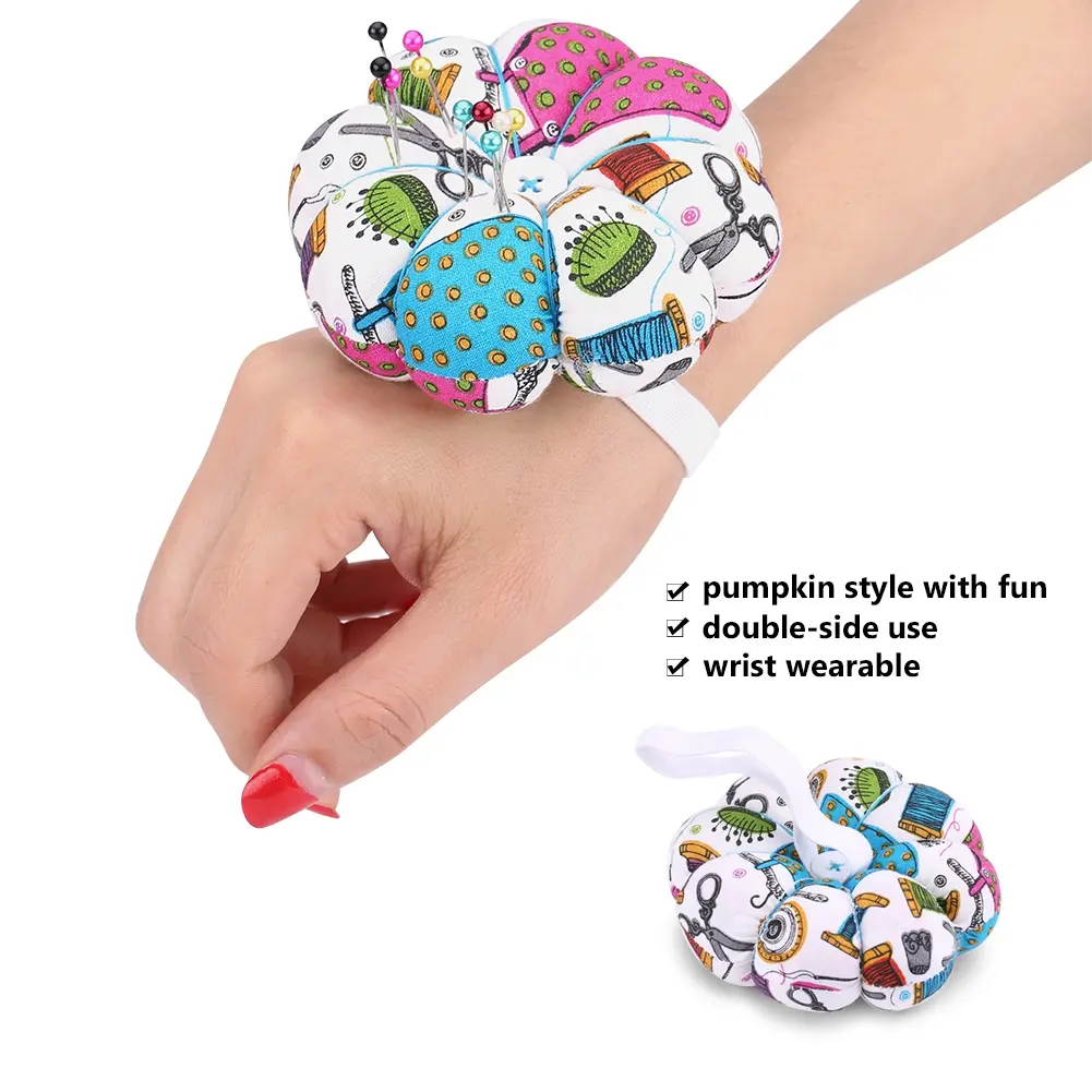 Pumpkin wrist pin cushions  Pumpkin Fabric Sewing Needles Pin Cushion with Elastic Wrist Belt Sewing Pin Cushion