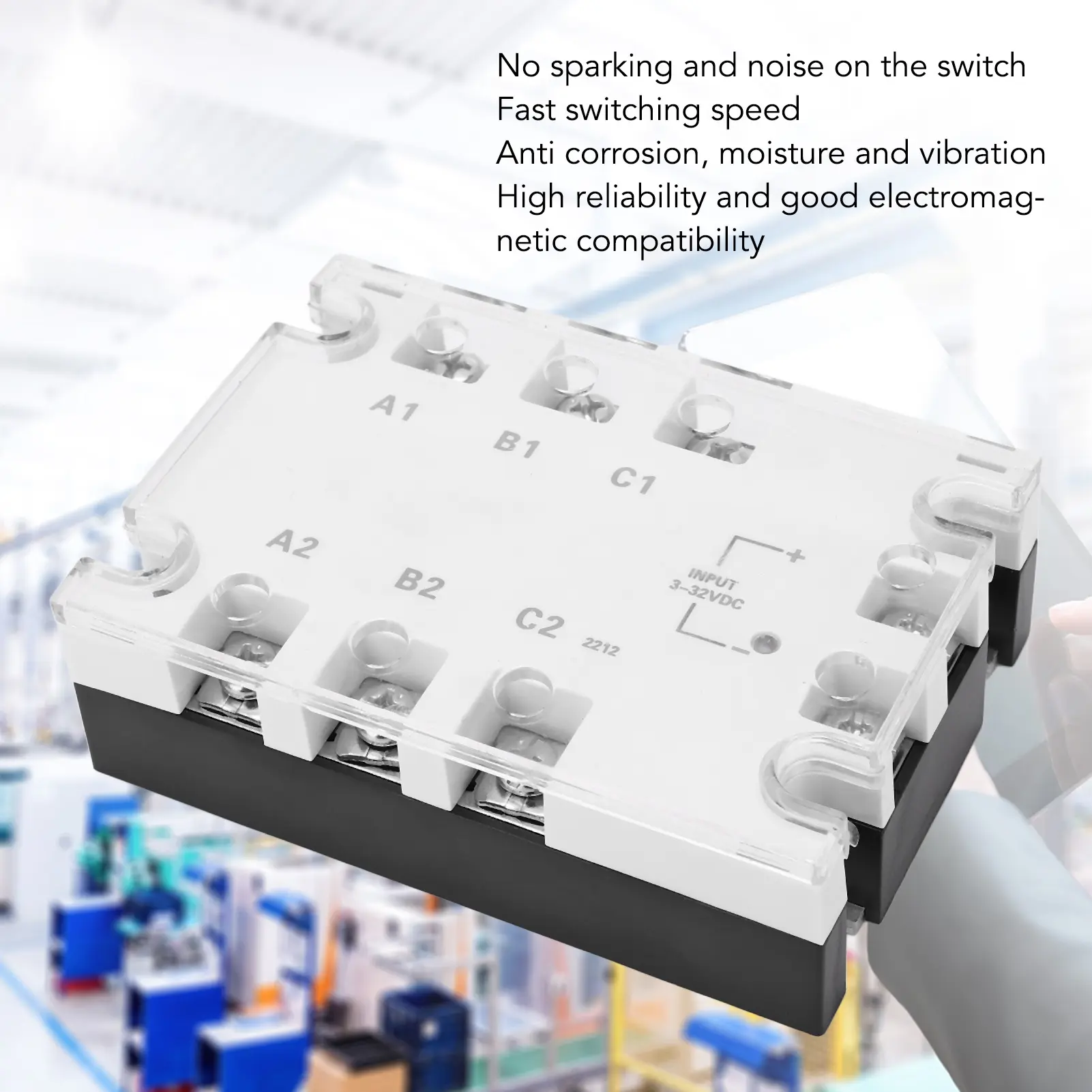 3 Phase SSR 3 Phase  State Relay White Noiseless Anti Shock   to AC  State Relay 3‑32VDC 24‑480VAC Relay