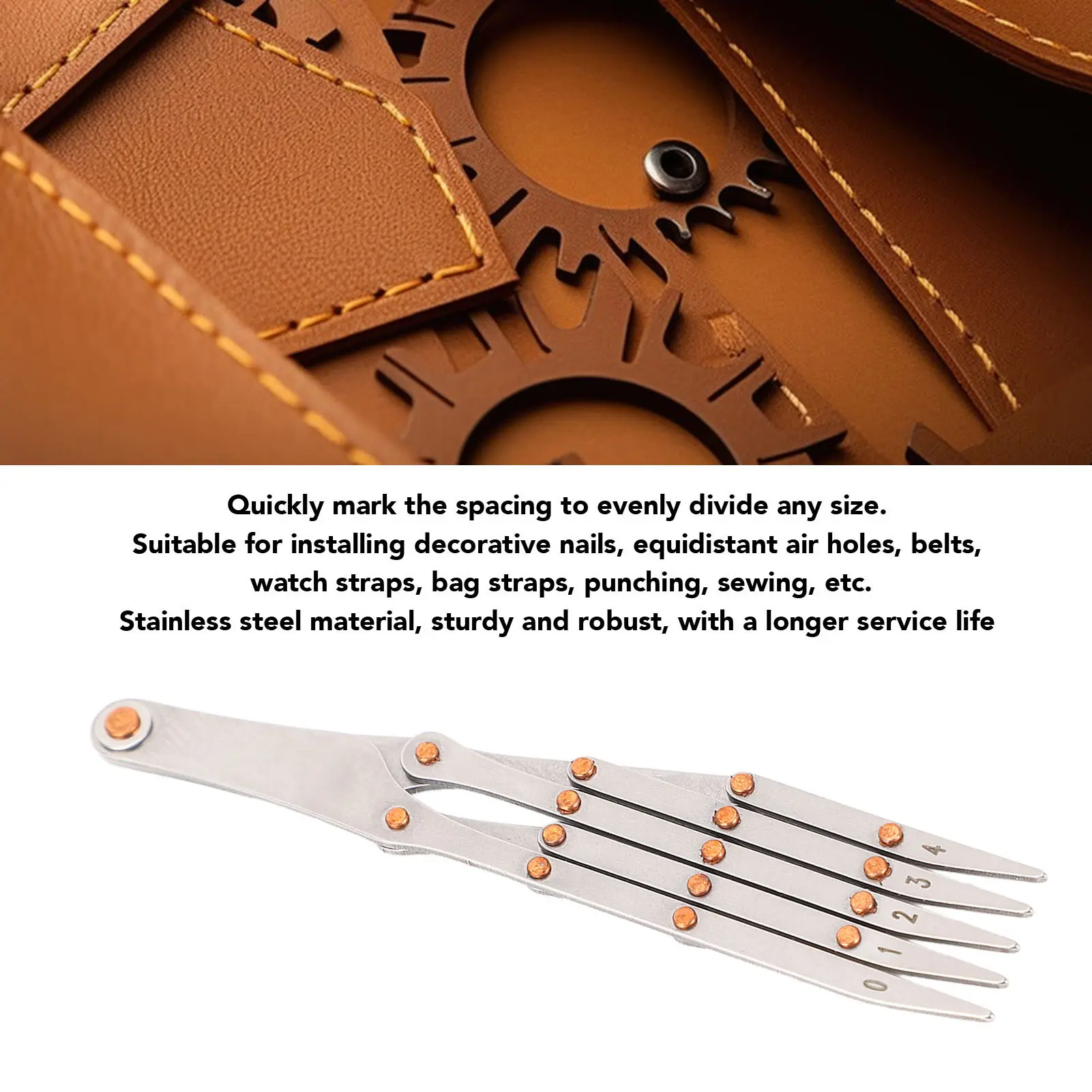 Equal Distance Measuring Ruler Stainless Steel Equidistant Ruler Equal Space Divider Leather Belt Equal Distance Measuring Ruler