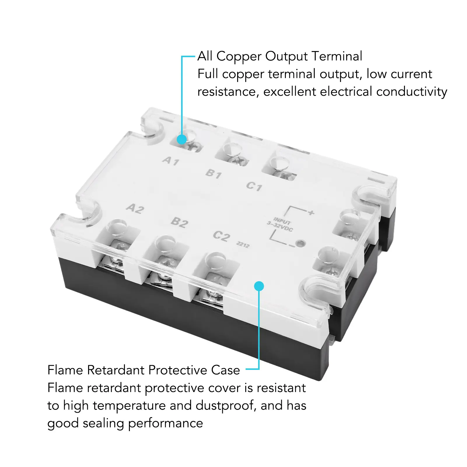 3 Phase SSR 3 Phase  State Relay White Noiseless Anti Shock   to AC  State Relay 3‑32VDC 24‑480VAC Relay