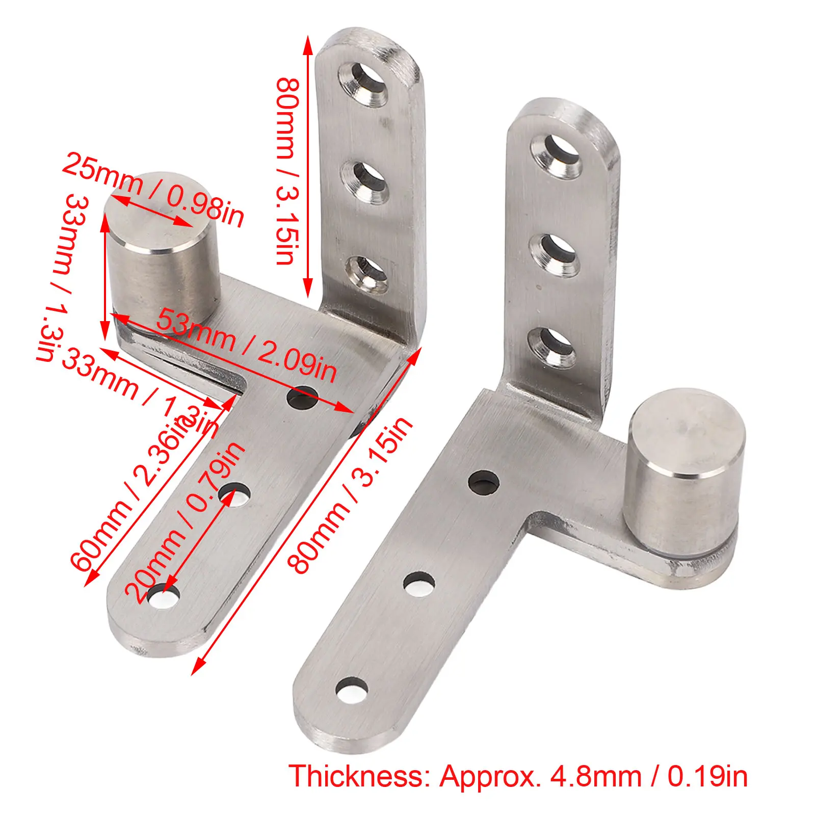 270 Degree Rotating Pivot Hinge Thickened Countersunk Hole Door Pivot Hinges Stainless Steel Maximum Load 130lbs for Cabinets