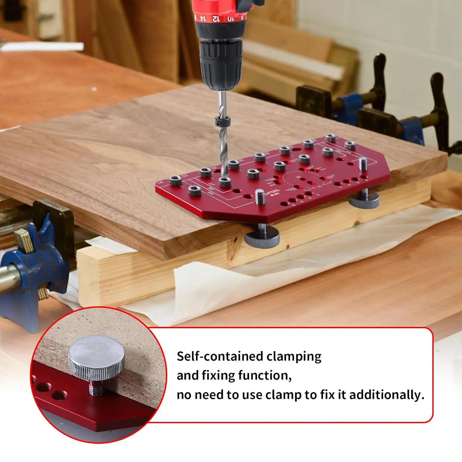 Shelf Pin Hinge Jig Aluminum Alloy 35mm  DIY 2 in 1 Cabinet Shelf Hole Jig 1/4 Inch 5mm Drill Bits for Woodworking