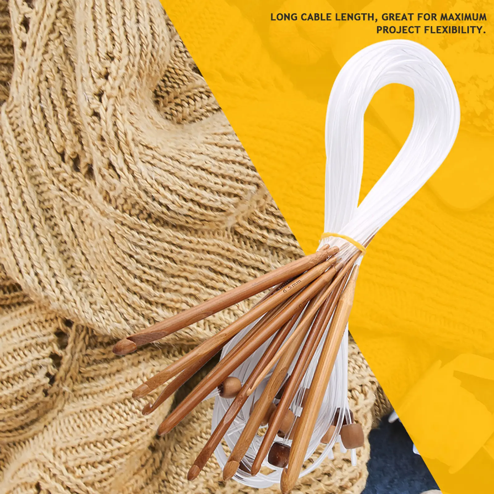 Afghan Hooks Carbonized Bamboo Afghan Tunisian Crochet Hooks Set Carpet Rug Weave Knitting Needles Carpet Knitting Needles