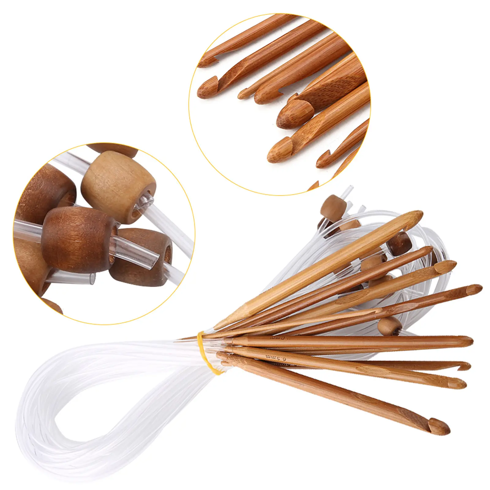 Afghan Hooks Carbonized Bamboo Afghan Tunisian Crochet Hooks Set Carpet Rug Weave Knitting Needles Carpet Knitting Needles