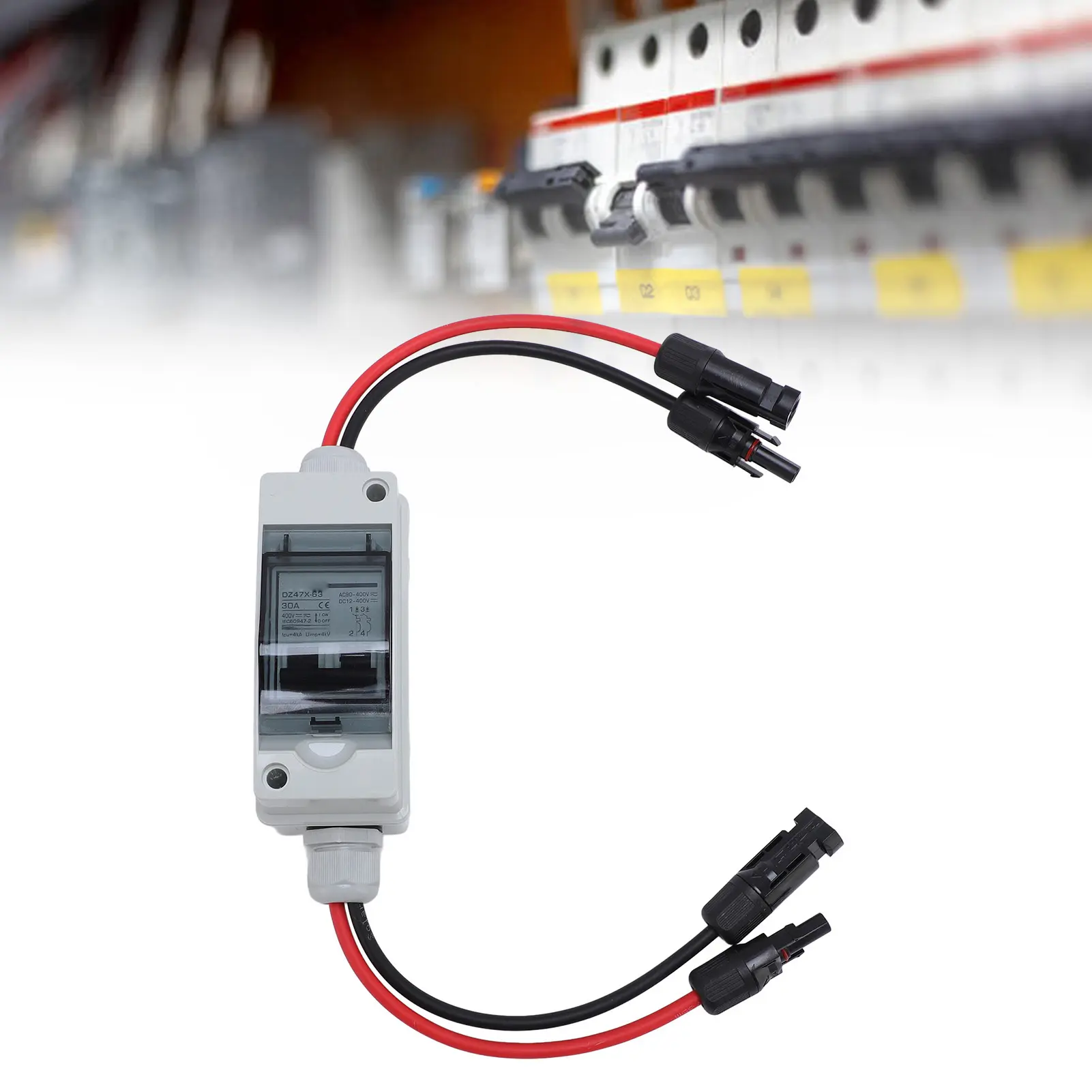 Solar Panel Disconnect Switch 30A DC AC Shut Off 2 Poles Outdoor Home Miniature PV Circuit Breaker Box IP65 Water Proof