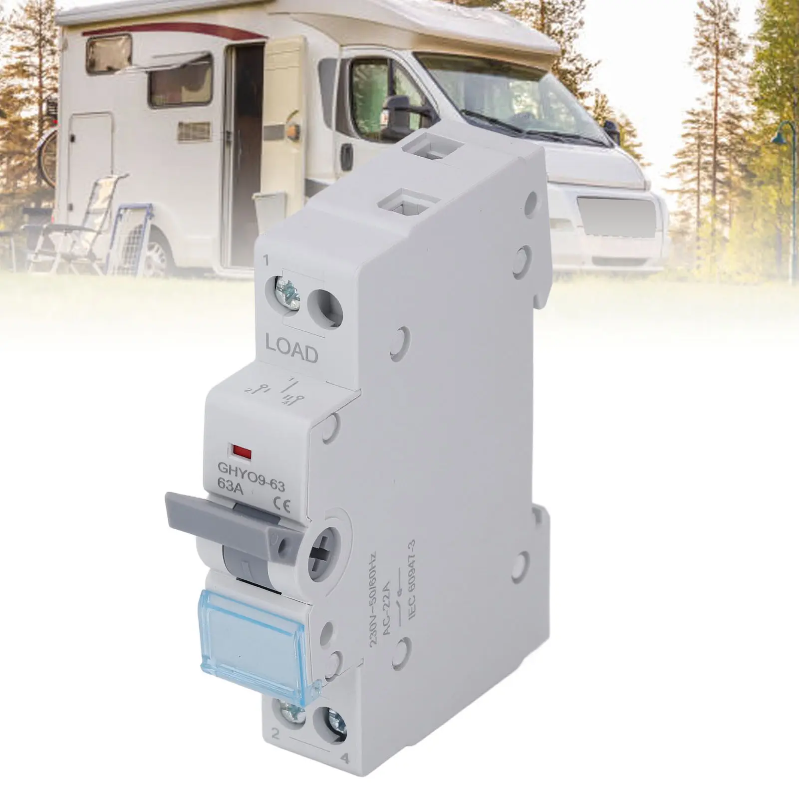 Dual Power Transfer  PC Flame Retardant Material Power Transfer  35mm DIN Rail Mount for RVs Homes Generators