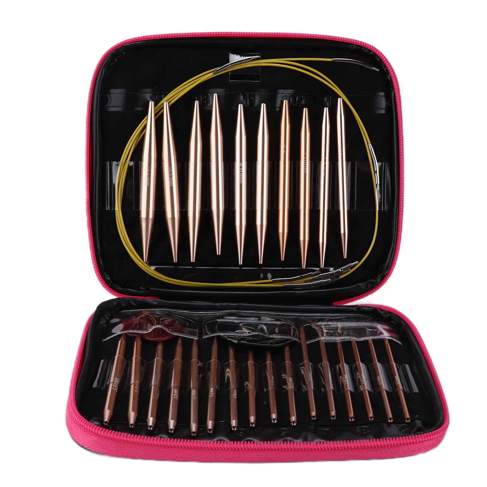 Circular Needle Interchangeable  Gold Color Weaving Crochet with Storage Case for Knitting Circular Knitting Needles