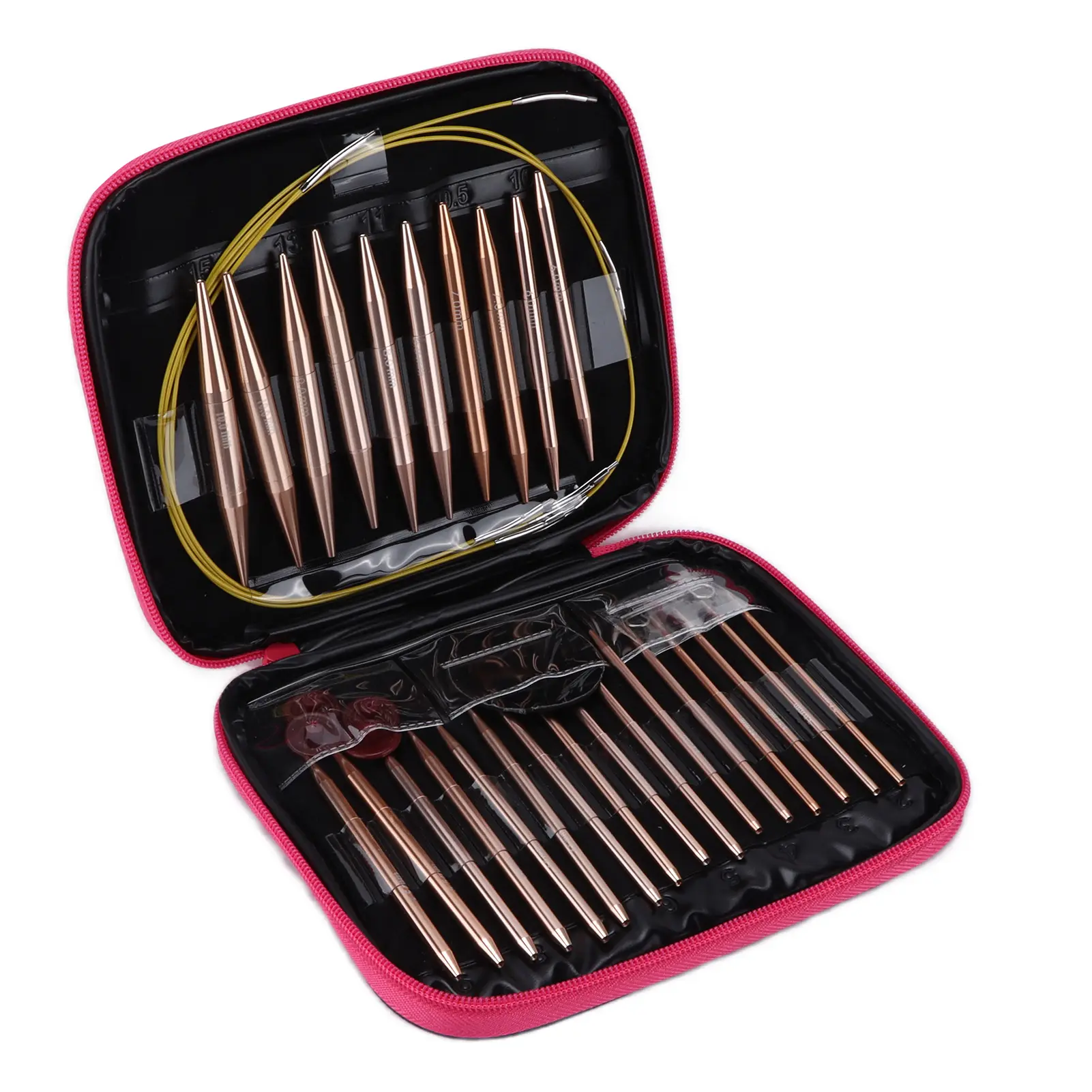 Circular Needle Interchangeable  Gold Color Weaving Crochet with Storage Case for Knitting Circular Knitting Needles